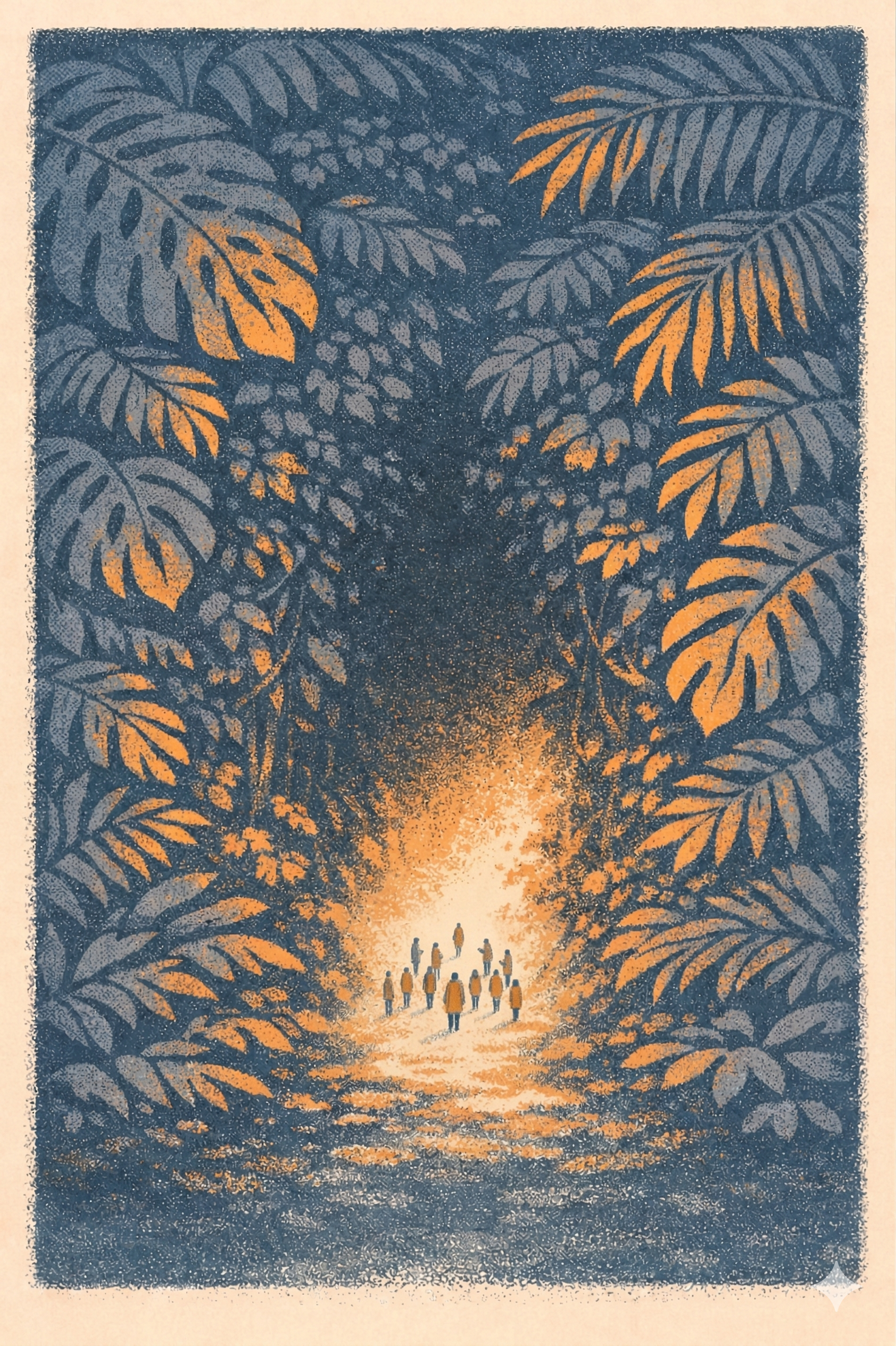 Illustration — équipe devant la jungle
